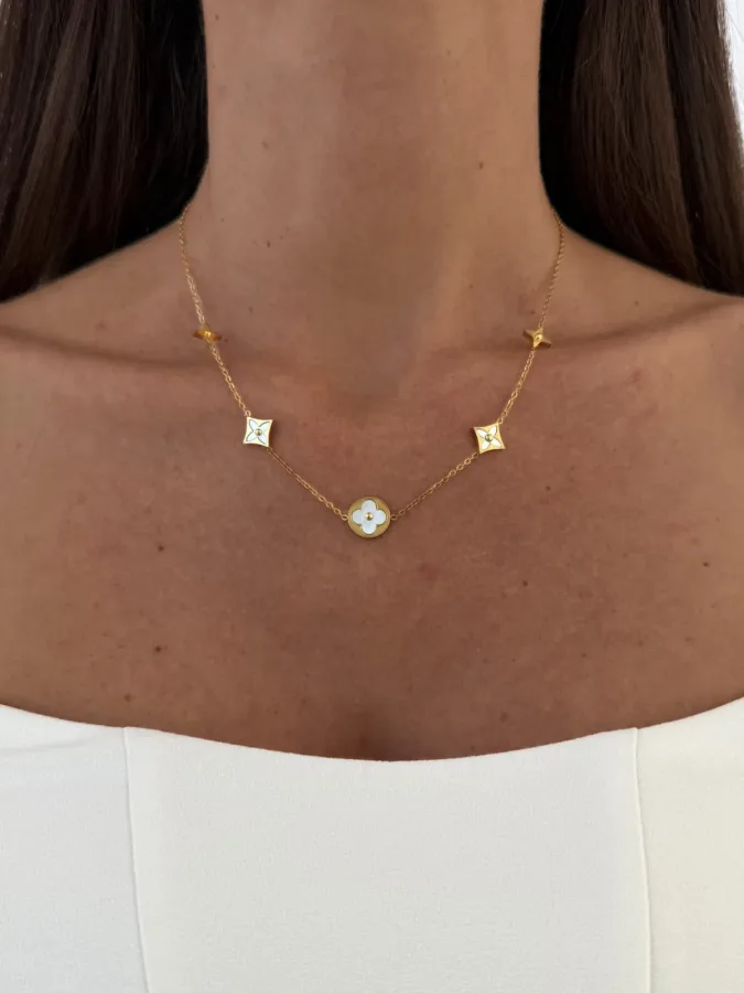 Çelik Geometrik Desen Gold Marka Kolye