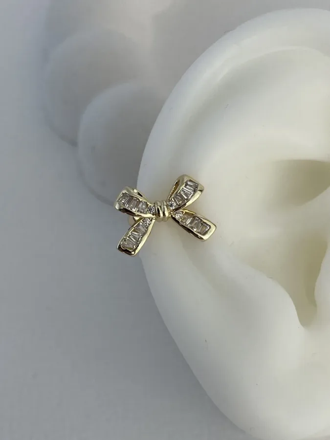 Özel Seri Baget Taş Fiyonk Model Gold  Earcuff