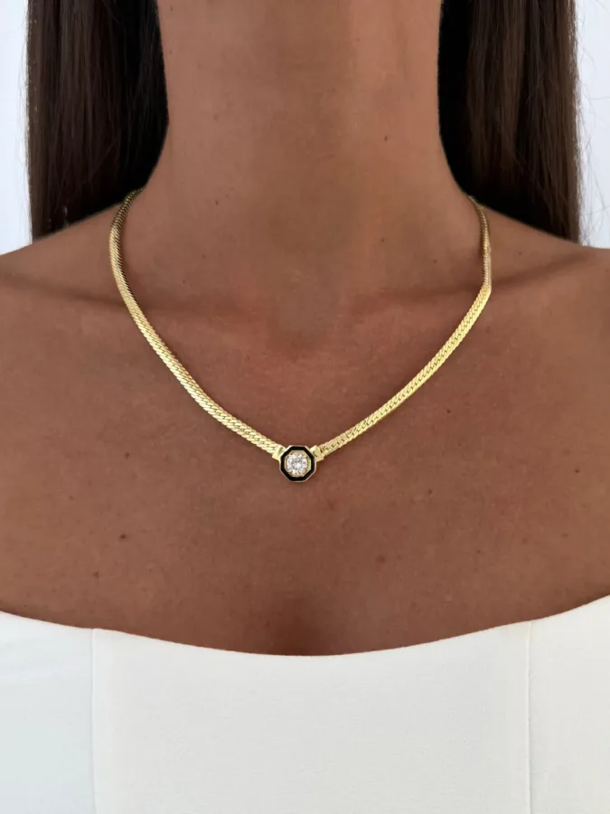 Özel Seri Ezme Zincir Çağla Model Gold Kolye