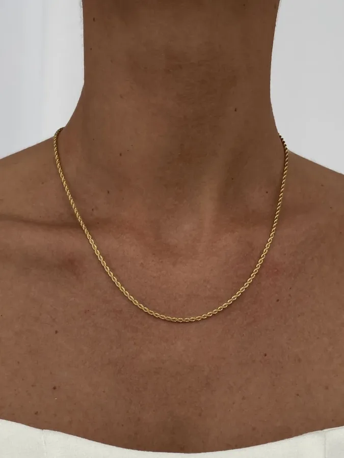 Çelik Gold Burgu Zincir Kolye 1mm 40+5cm
