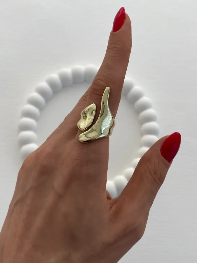 Özel Seri Soyut Tasarım Ayarlanabilir Gold Yüzük