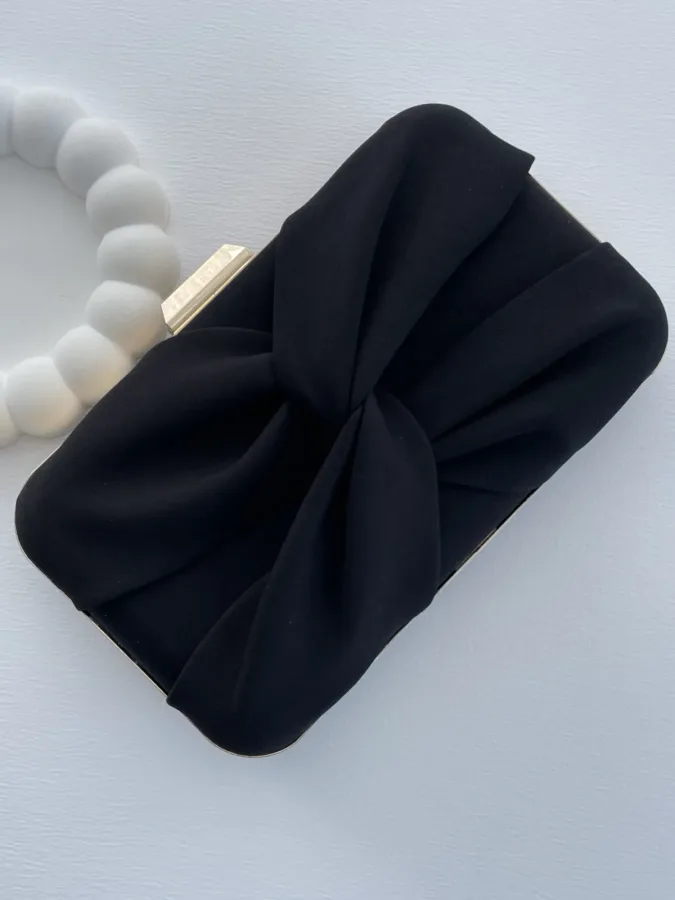 Tes Nero - Siyah X Tasarım Kumaş Clutch Çanta